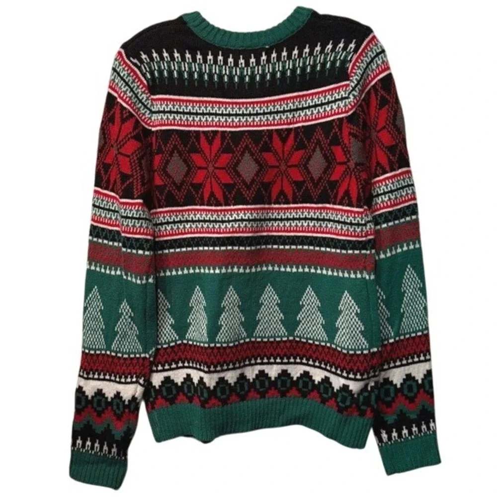 Holiday Time Ugly Christmas Sweater Santa Claus Gift‎ Chimney Fair Isle Size S